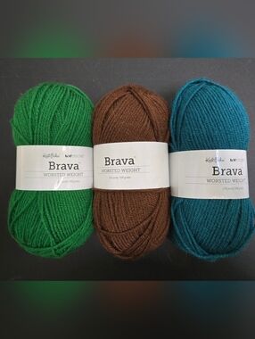 Brava Worsted Weight Yarn Trio - Sienna Tidepool Grass